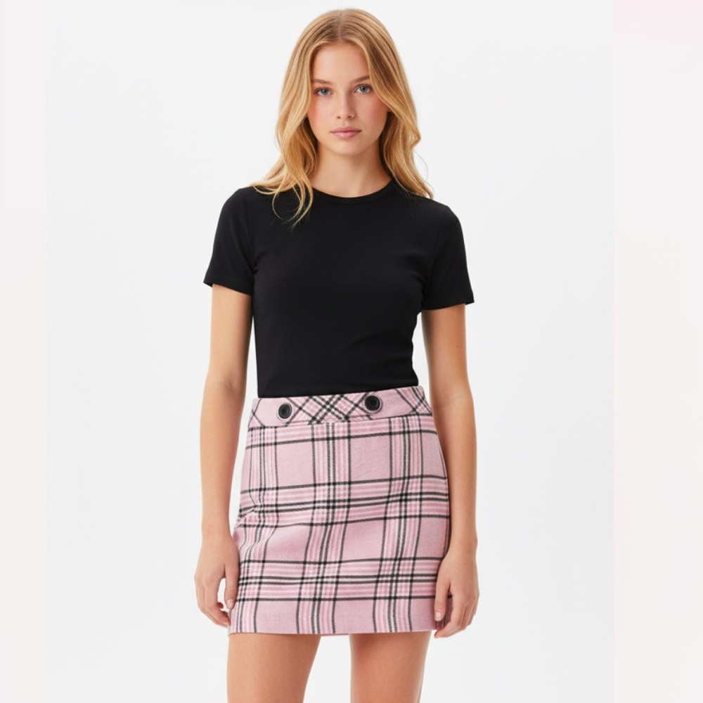 2000’S CLUELESS‎ ANN TAYLOR PASTEL PURPLE PLAID PRINT MINI SKIRT GILMORE GIRLS